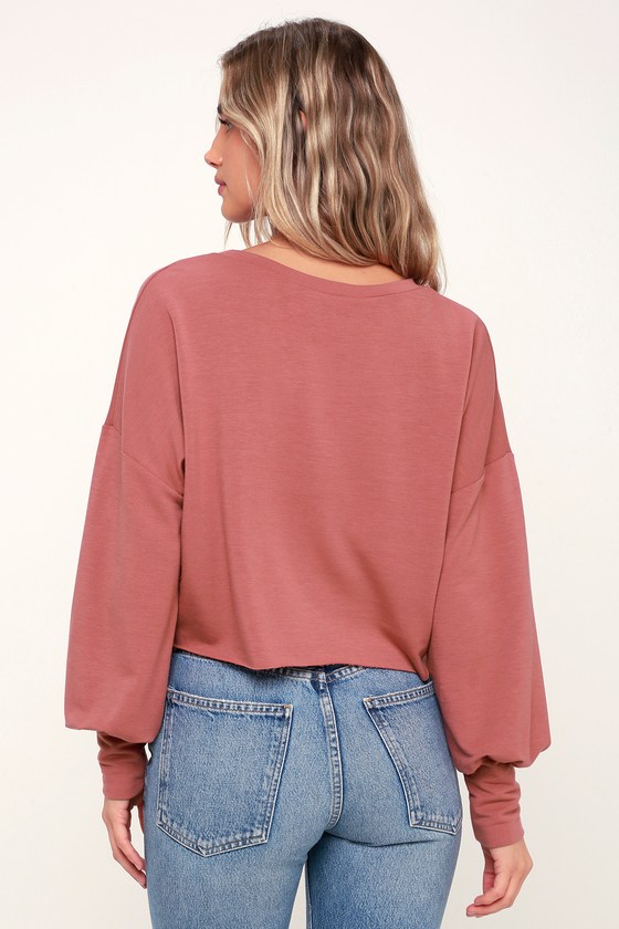 Cute Mauve Pink Top Sweater Top Balloon Sleeve Top Top Lulus