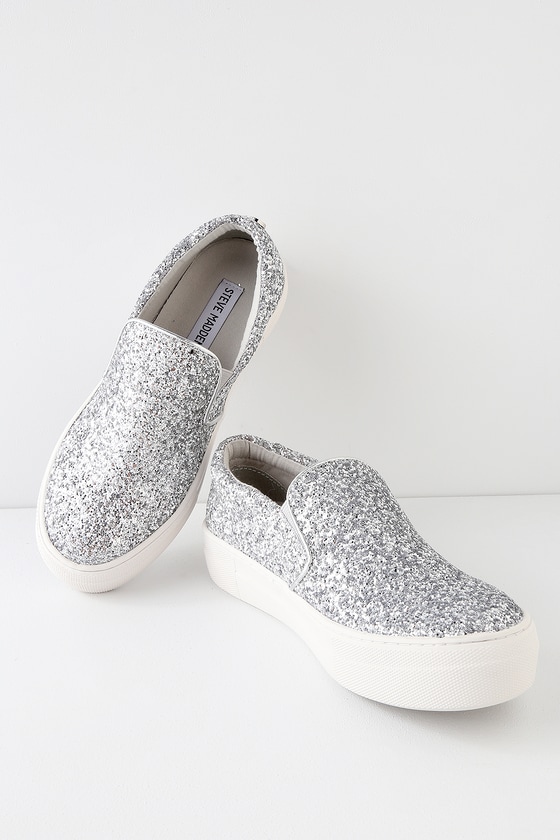 grey glitter shoes