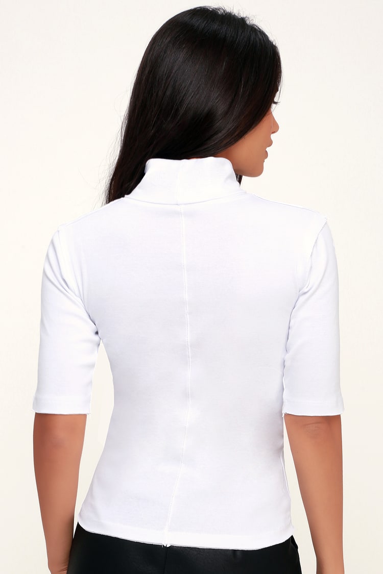 Chic White Top - White Turtleneck Top - Ribbed Turtleneck Top - Lulus