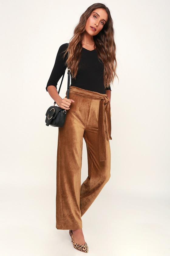 velvet pants wide leg