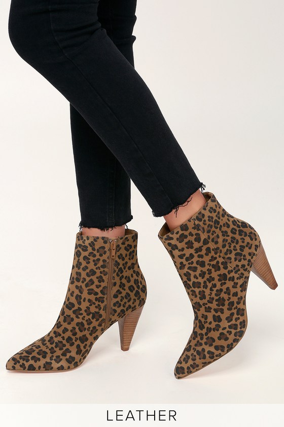 Genuine Suede Boots - Leopard Booties