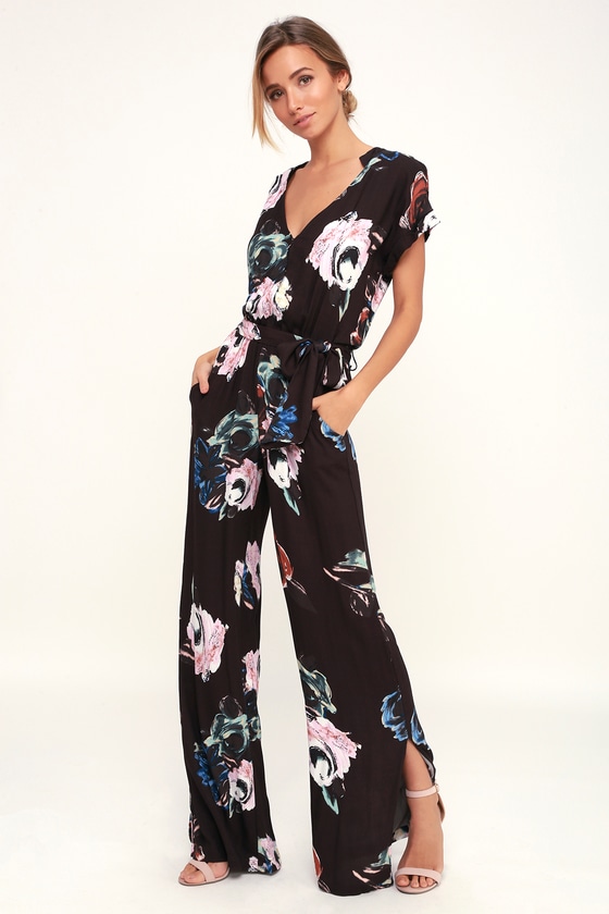 short sleeve floral jumpsuit