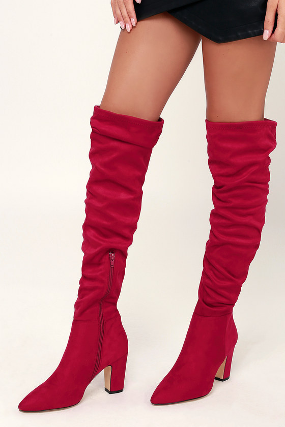 Chinese Laundry Rami - Red Suede Boots - Over-The-Knee Boots - Lulus