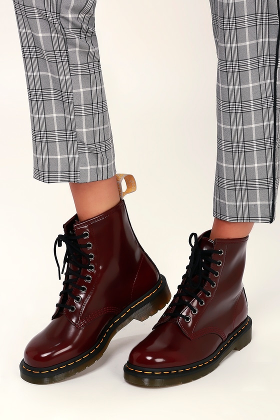 cherry red dr martens shoes