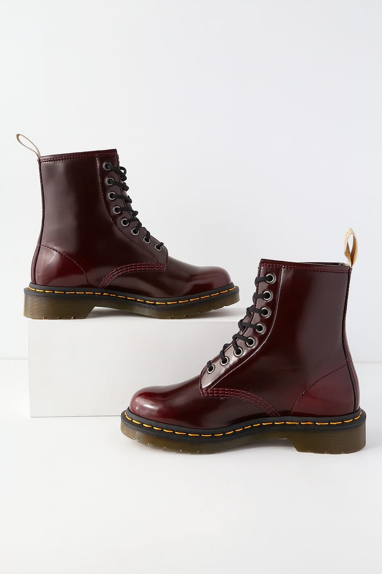 Dr. Martens 1460 Pascal - Cherry Red Boots - Vegan Leather Boots - Lulus