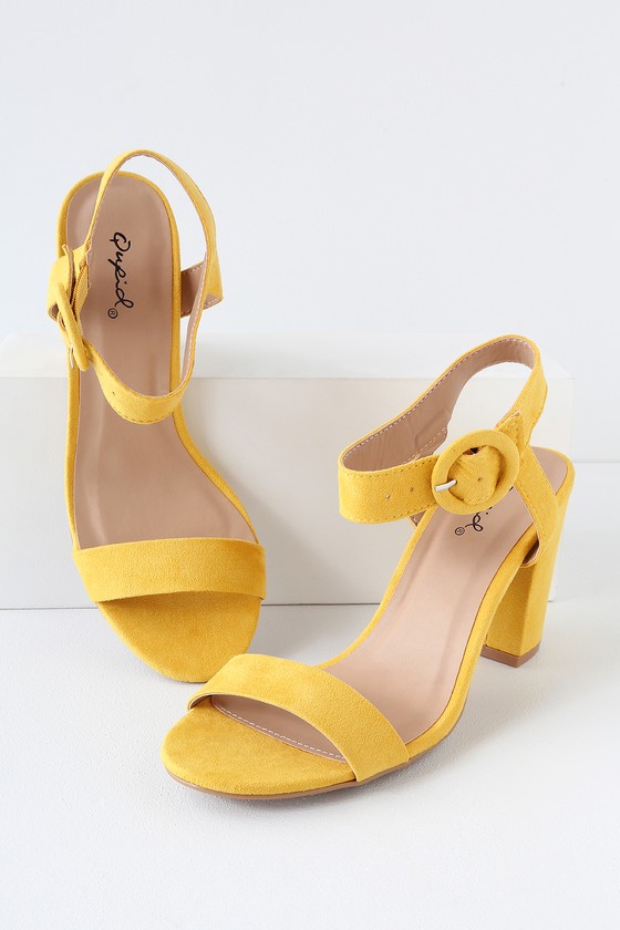 Cute Yellow Heels - Yellow High Heel Sandals - Peep-Toe Heels - Lulus