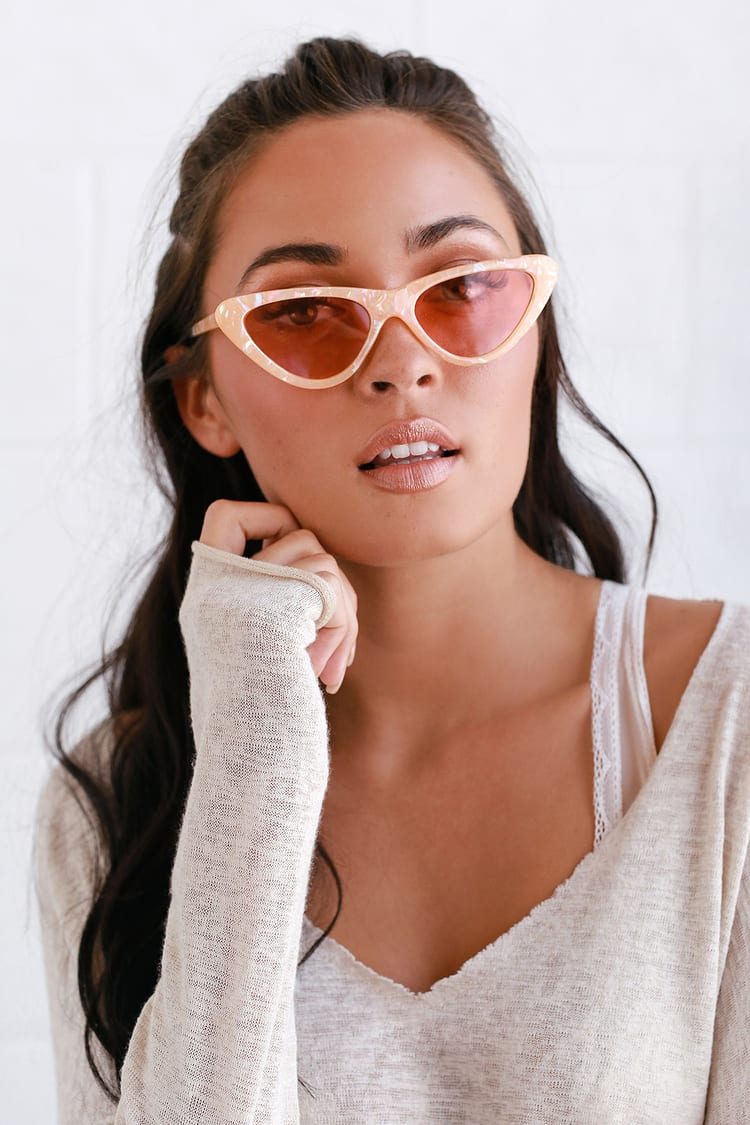 Trendy Beige Sunglasses - Cat-Eye Sunglasses - Sunglasses - Lulus