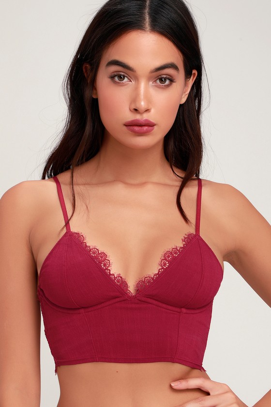 Free People Belle Berry Red Lace Brami Bra Top Bralette Lulus