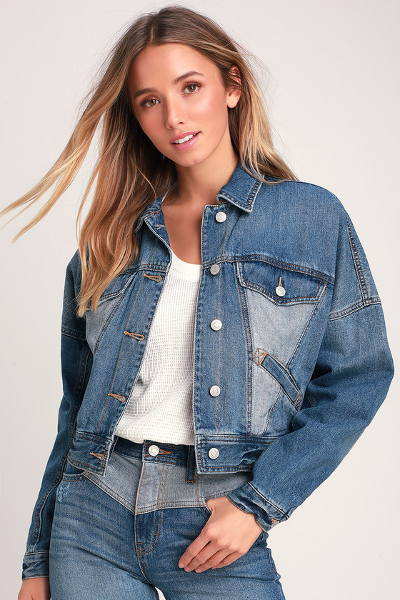 Jordache Suzanne - Medium Wash Denim Jacket - Two-Tone Jacket - Lulus