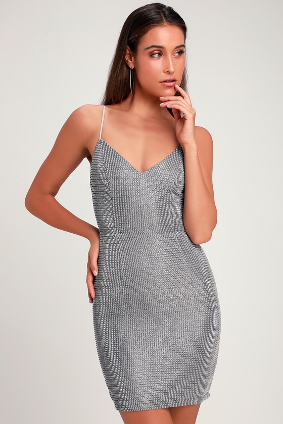 silver sparkly tight dress