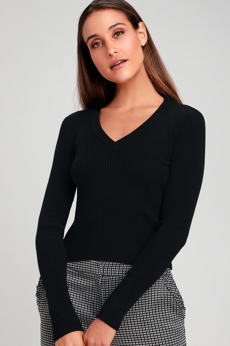 Cute Black Sweater - V-Neck Sweater - Black Sweater Top - Lulus