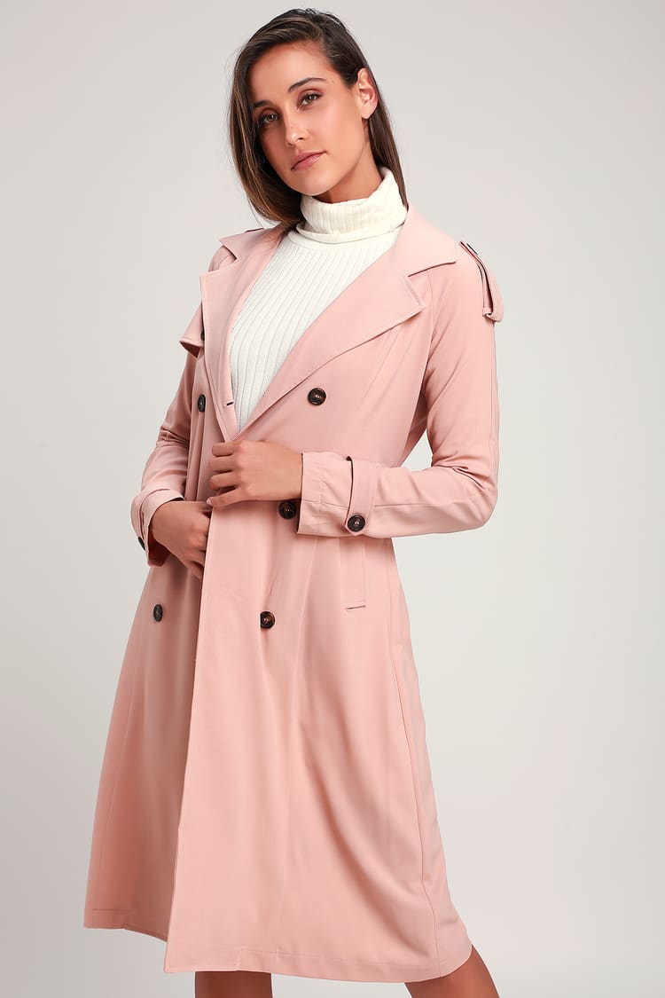 Cute Blush Pink Coat - Trench Coat - Blush Pink Trench Coat - Lulus
