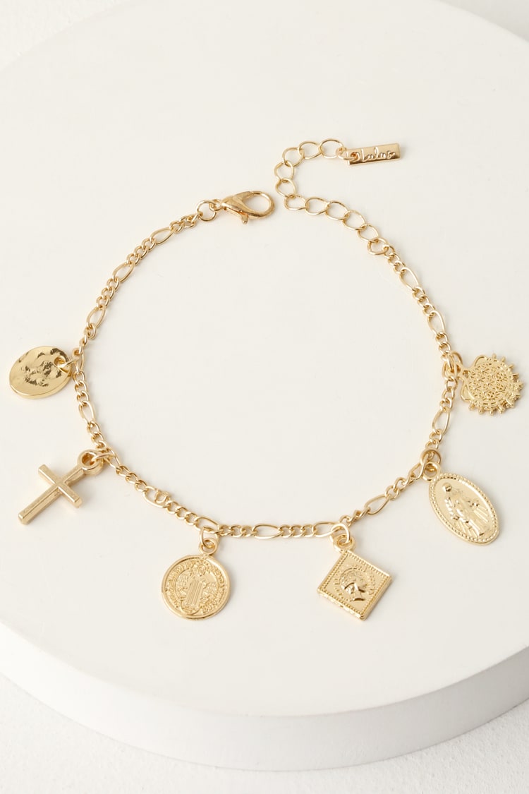 Cute Gold Bracelet - Charm Bracelet - Cross Bracelet - Lulus
