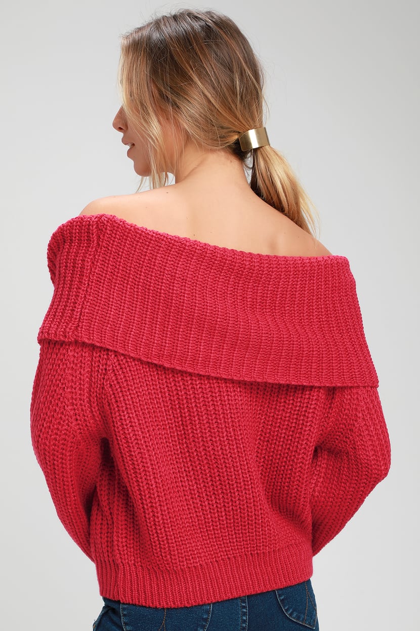 Cute Red Sweater - Off-the-Shoulder Sweater - Red Sweater - Lulus