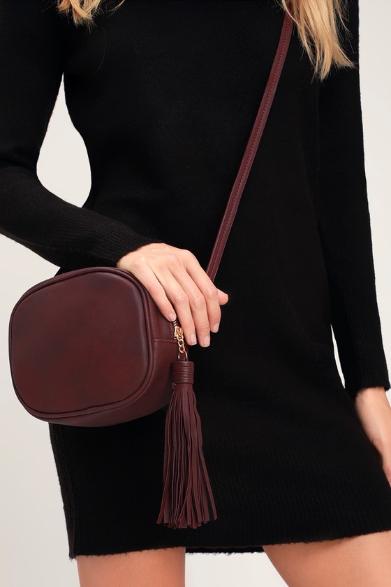 burgundy mini purse