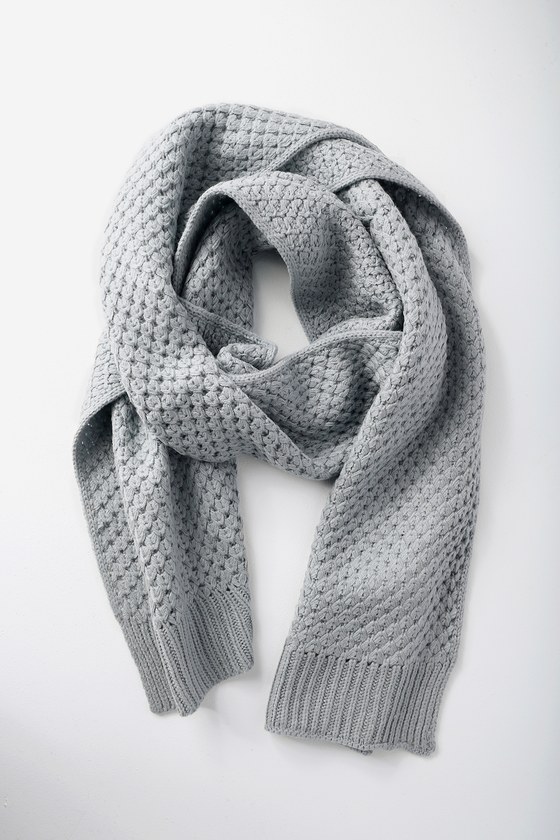 Cute Grey Knit Scarf - Crochet Knit Scarf - Oblong Scarf - Lulus