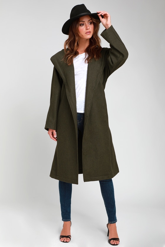 Chic Coat - Dark Green Coat - Robe Coat - Hooded Coat - Coat - Lulus