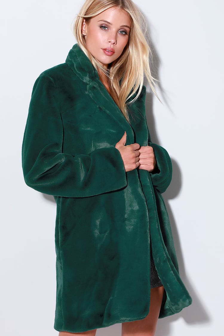 Chic Forest Green Coat - Faux Fur Coat - Oversized Coat - Lulus