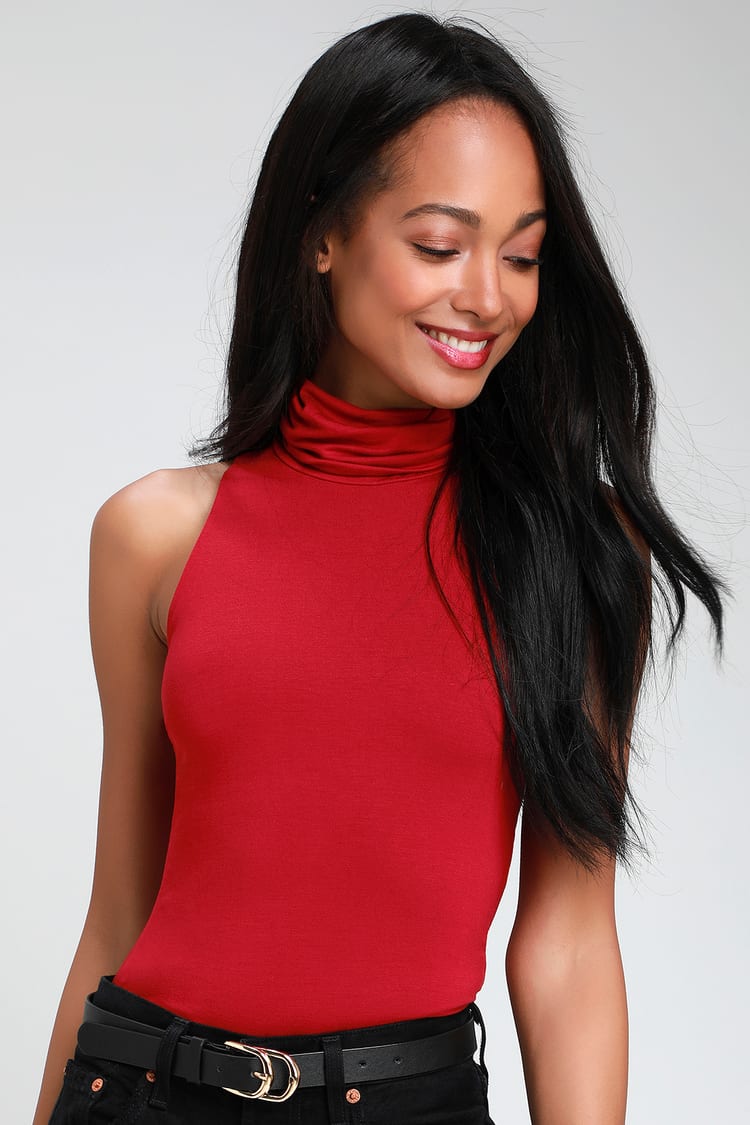 Chic Red Turtleneck Top - Red Top - Sleeveless Red Top - Lulus