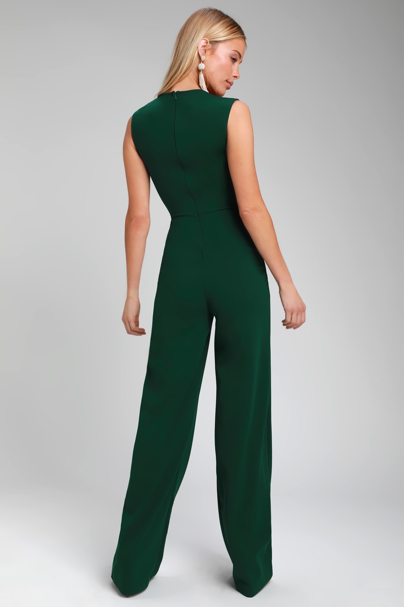 Emerald Green Jumpsuit - Sleeveless Jumpsuit - Wide Leg Jumpsuit - Lulus