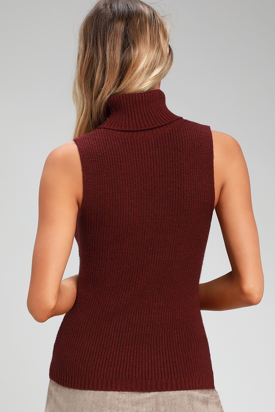 burgundy sleeveless sweater