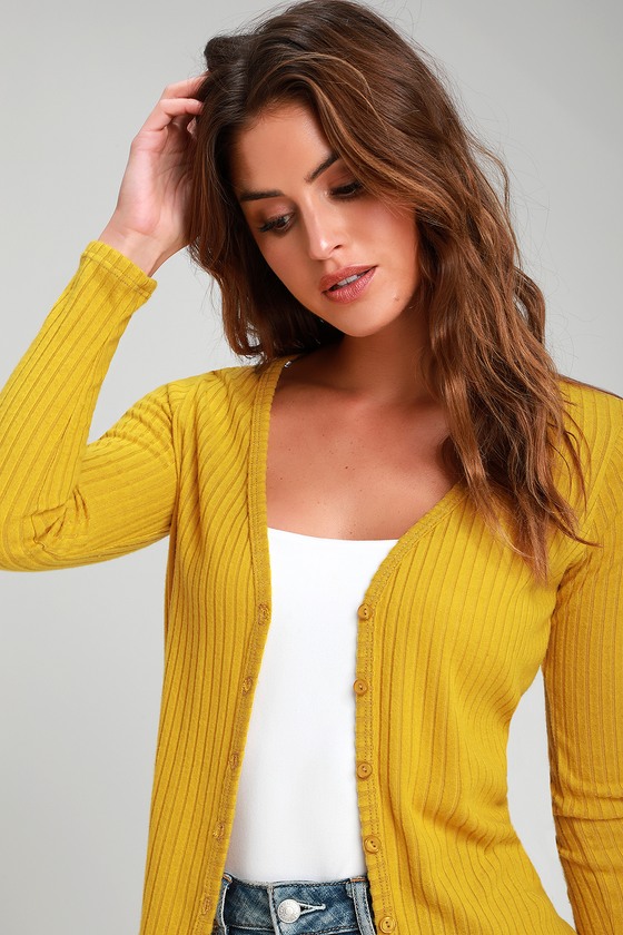 mustard button up cardigan