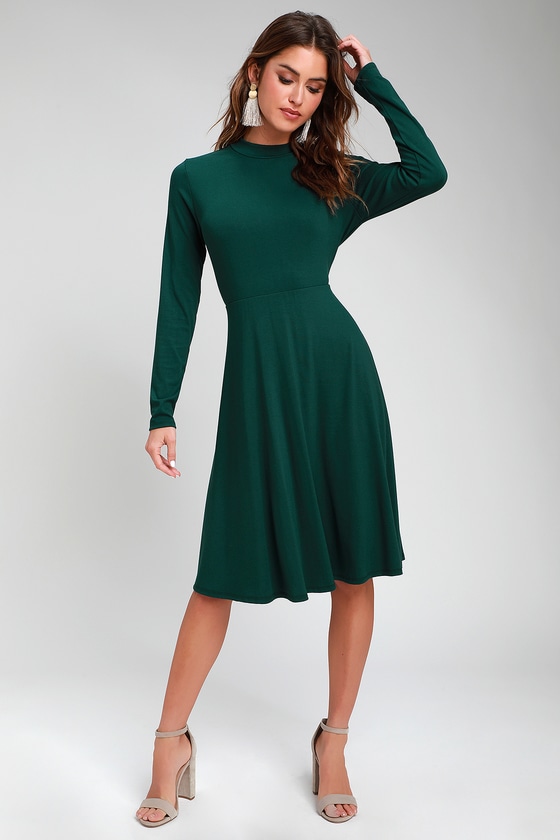 long sleeve green dress