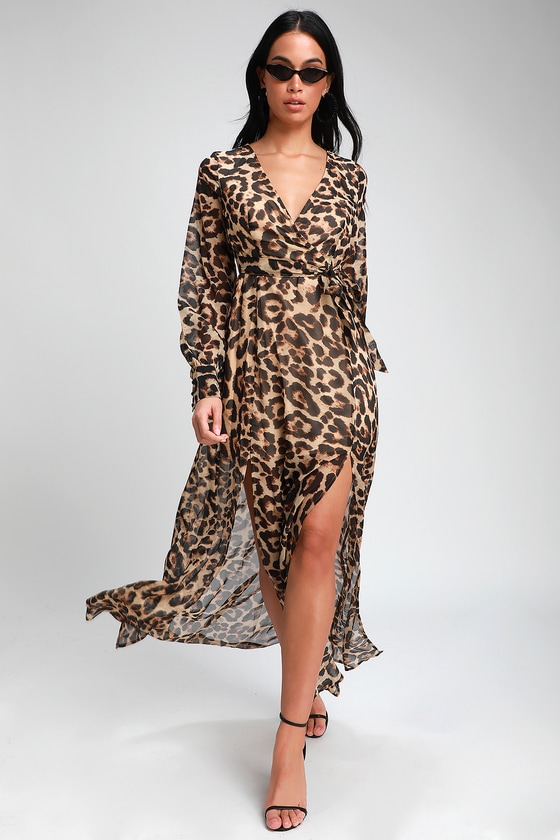 long sleeve leopard maxi dress