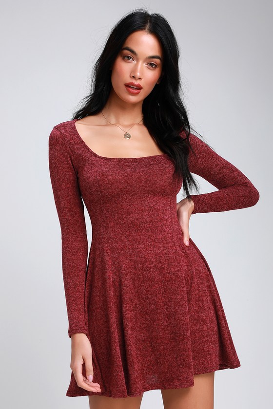 lulus burgundy skater dress