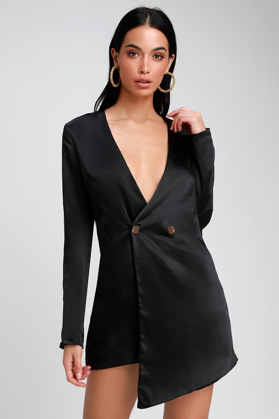 Sexy Black Dress - Blazer Dress - Double Breasted Dress - Lulus