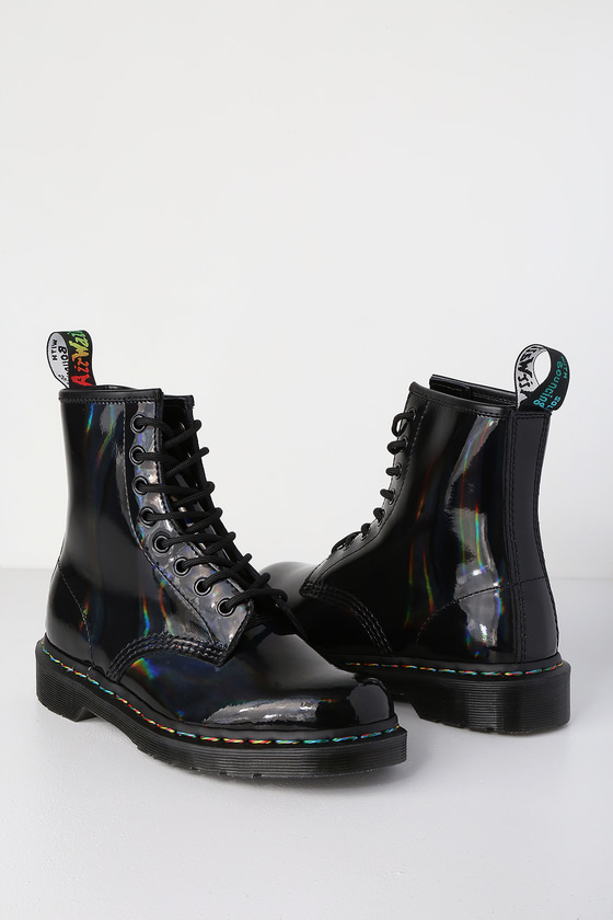 Dr. Martens 1460 Pascal - Black Rainbow Boots - Combat Boots - Lulus