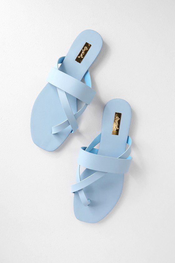 Cute Sandals - Pastel Blue Sandals - Flat Sandals - Thong Sandals - Lulus