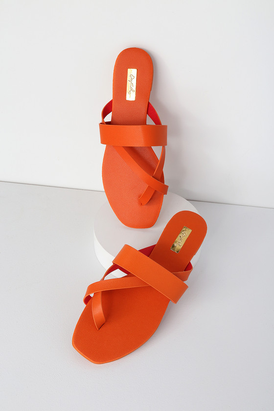 Cute Sandals - Orange Sandals - Flat Sandals - Thong Sandals - Lulus