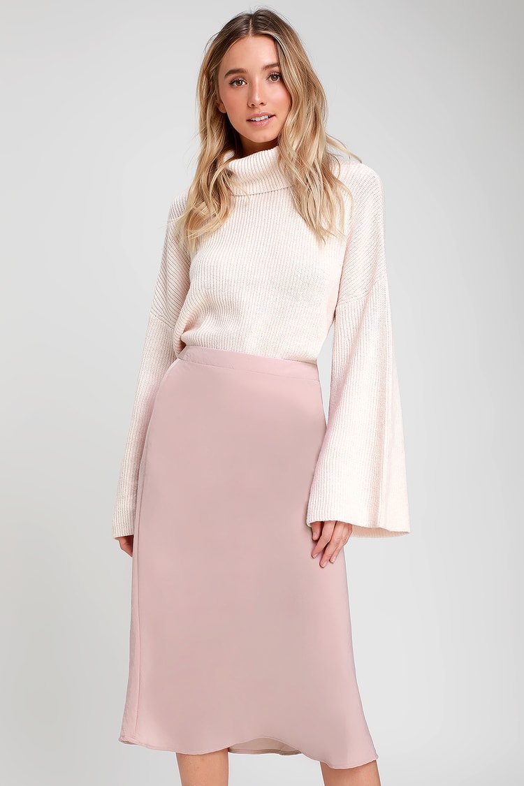 Cute Skirt - Midi Skirt - Dusty Rose Skirt - Satin Midi Skirt - Lulus
