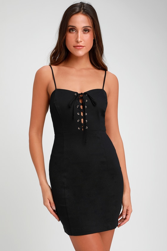 Sexy Black Dress - Lace-Up Dress - Bodycon Dress - Mini Dress - Lulus