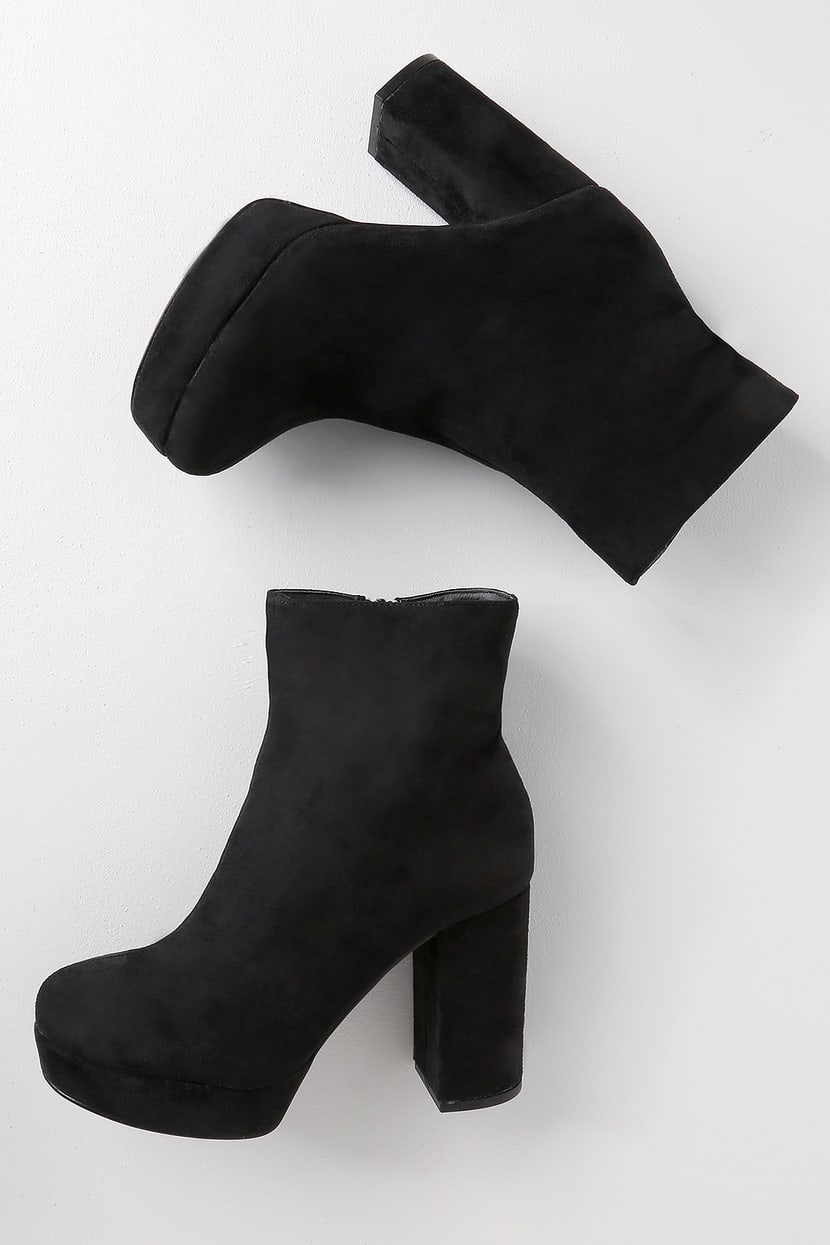 Cute Black Booties - Platform Booties - High Heel Booties - Lulus