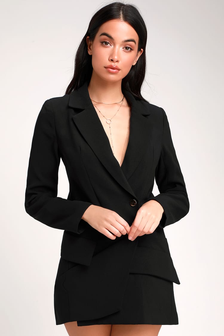 Sexy Black Dress - Blazer Dress - Long Sleeve Dress - Mini Dress - Lulus