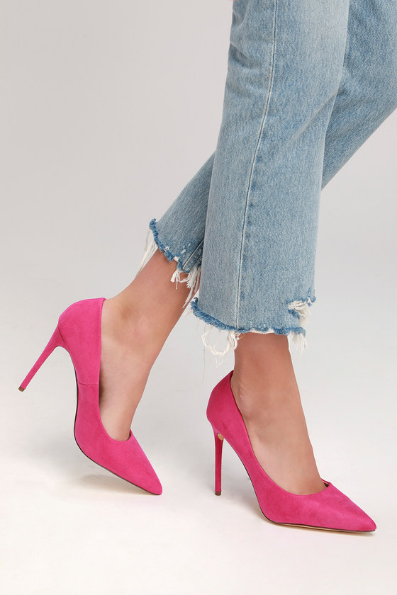 Cute Fuchsia Pumps - Pink Heels - Suede Pumps - High Heels - Lulus