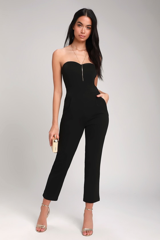 lace bodice strapless sweetheart jumpsuit