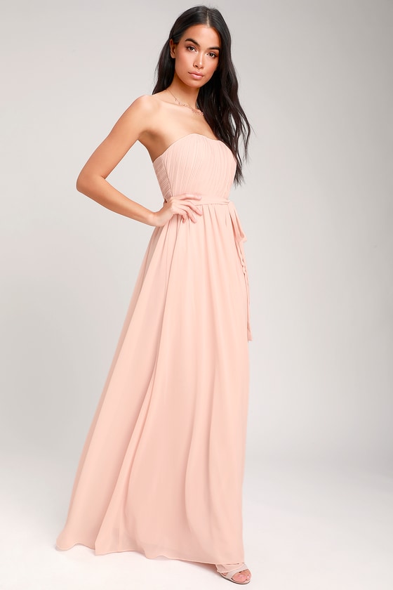 pink strapless maxi dress