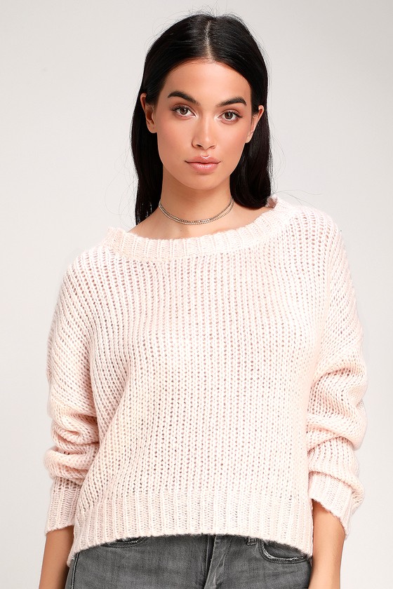 Cozy Blush Pink Sweater - Loose Knit Sweater - Basic Sweater - Lulus