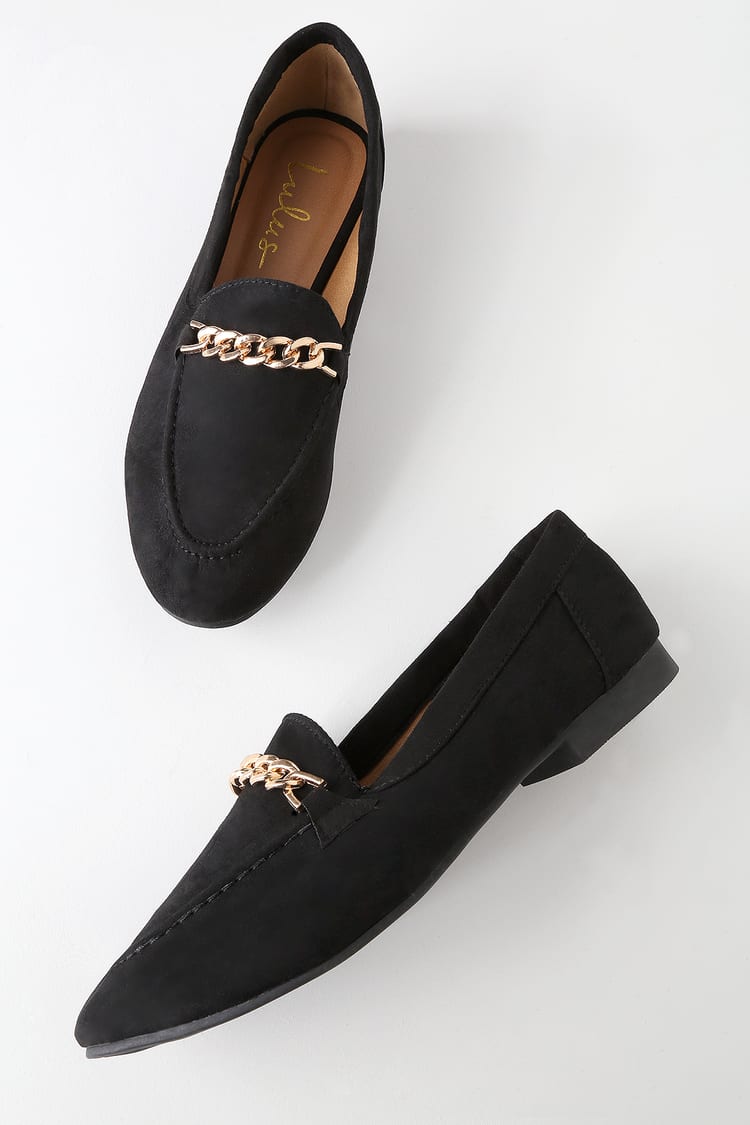 Cute Black Loafers - Black Flats - Suede Loafers - Vegan Flats - Lulus