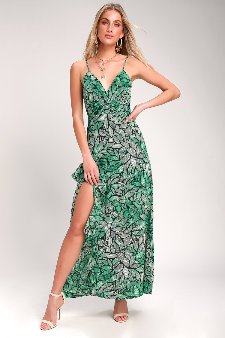 Cute Leaf Print Dress - Green Maxi Dress - Green Print Dress - Lulus