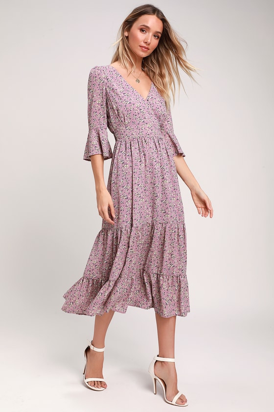 Lovely Floral Dress - Dusty Lavender Dress - Flounce Dress - Lulus