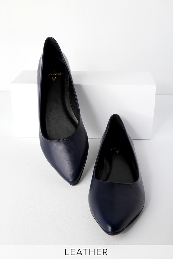 navy pointed flat shoes