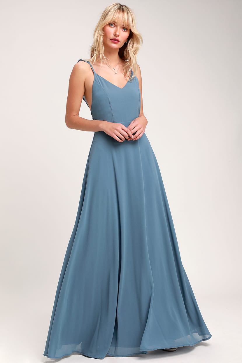 Slate Blue Maxi Dress Sleeveless Dress Bridesmaid Dress Lulus