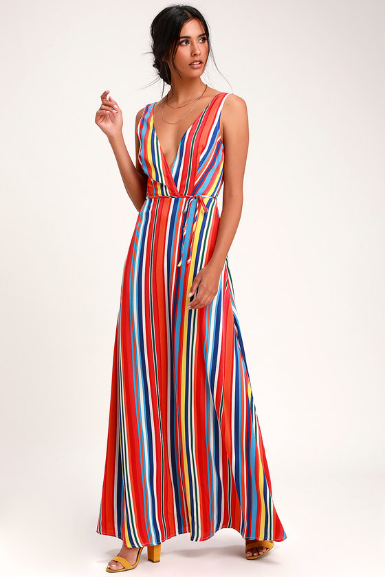 Stunning Rainbow Dress - Striped Dress - Backless Maxi Dress - Lulus
