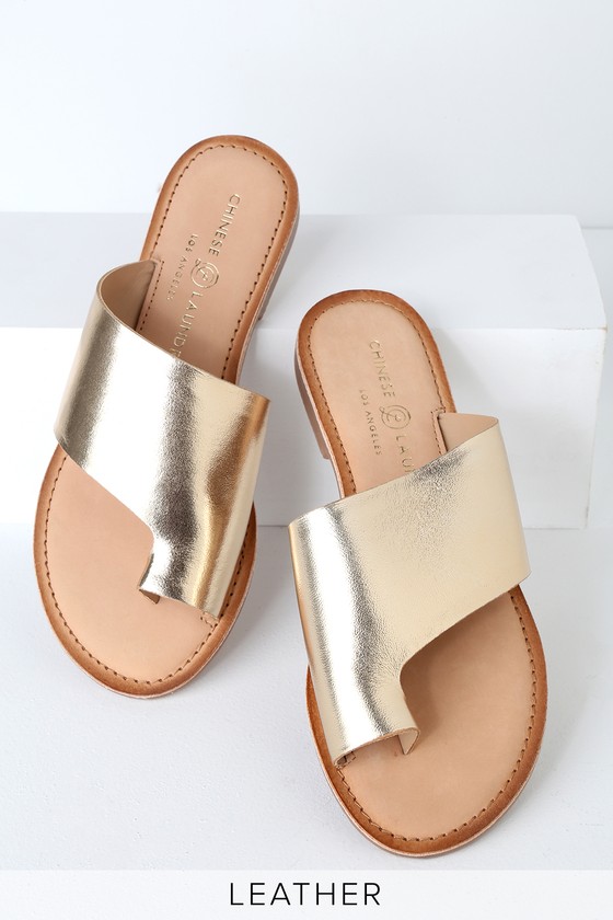 Chinese Laundry Gemmy - Gold Sandals - Gold Leather Sandals - Lulus