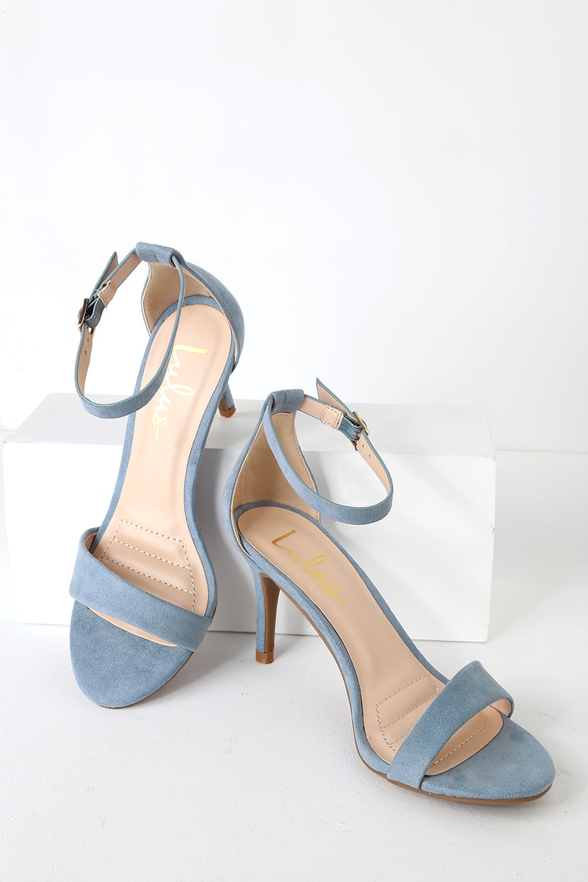 Slate Blue Heels - Single Sole Heels - Ankle Strap Heels - Lulus