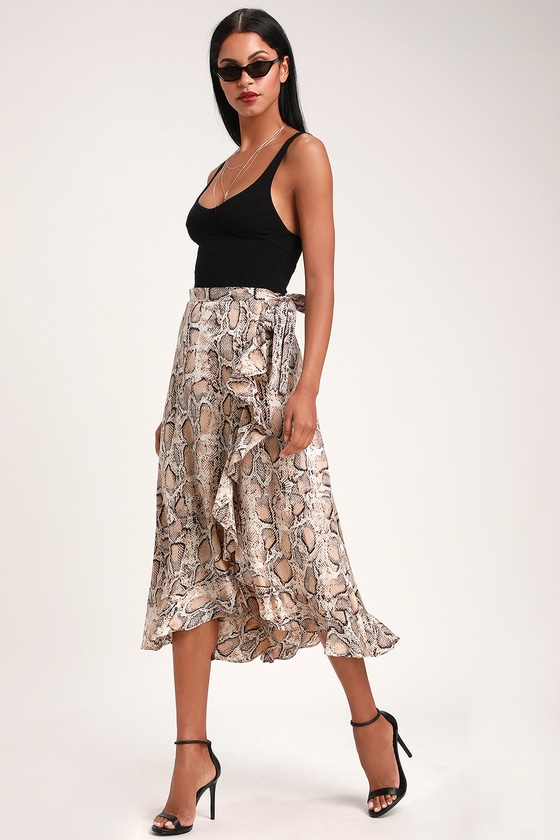 Cute Snake Print Skirt - Wrap Skirt - Midi Wrap Skirt - Lulus